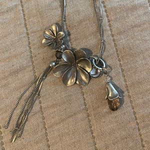 Silver Flower Statement Necklace